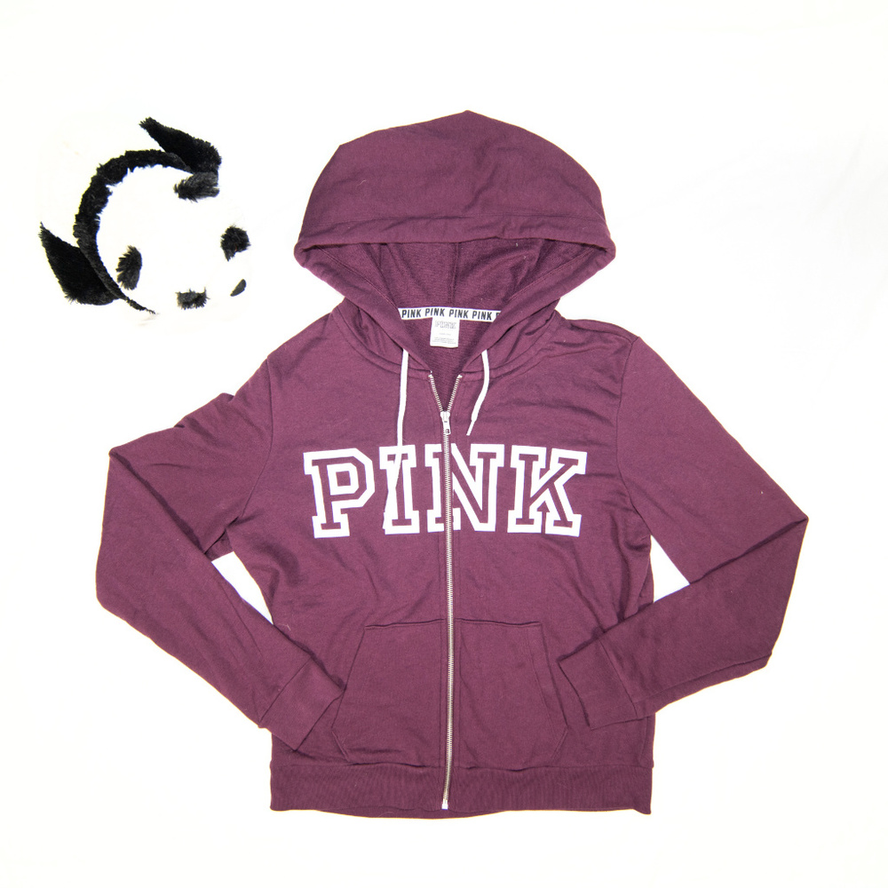 Maroon PINK Victoria's Secret zip up hoodie